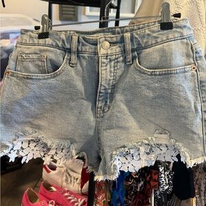 Jean shorts with lace detail